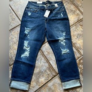 Judy Blue Boyfriend Jeans Blue Distressed Relaxed Fit